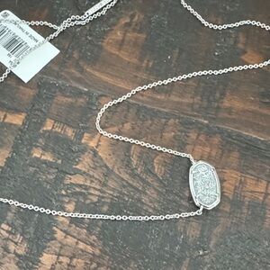 Kendra Scott Silver Druzy Pendant Necklace